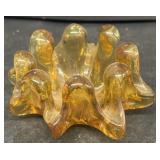 Amber glass ashtray