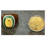 Vintage photo button and ring