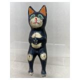 Wooden hand-painted vintage cat