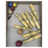 Antique wooden bowling game