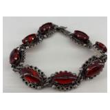 Red Garnet Sterling Silver Bracelet