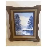 Painting of trees and mountains signed VARN ER o
