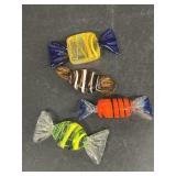 Glass candy decorations, approximately 2 inches