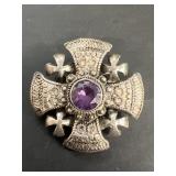 Silver 925 cross brooch