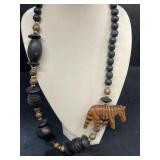 Wooden zebra necklace