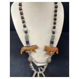 Wooden carved neck necklace