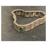 Sterling silver bracelet with green stones