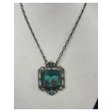 Antique green stone necklace