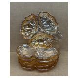 (5) amber glass divided dishes