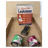 Advertising cans and leak stopper with content