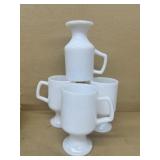 (4) milk, glass mugs