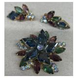 Colorful earring and brooch set