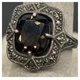 Sterling silver deep purple stone ring size 9