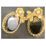 Vintage black stone earrings