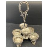 Victorian silver-plated egg cruet stand with