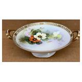 Hand painted, Nippon bowl with handles, 6.75 in