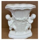 Vintage ceramic cherub figure vase.  Dimensions: