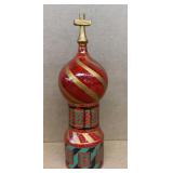 Hand-painted wooden Russian decorative vessel, in