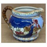Nouveau Majolica Embossed Creamer, cobalt blue,