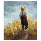 Pamela Patrick (White), Amish Boy, Pastel, monogra
