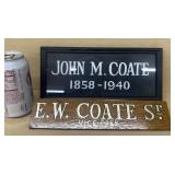 Richmond, Indiana, John M COATE plaque and desk
