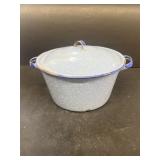 Blue enamel wear pan with lid