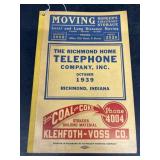 1939 Richmond Indiana telephone book
