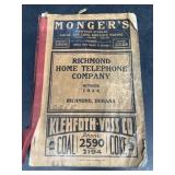 1934 Richmond Indiana telephone company book