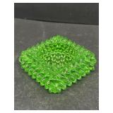 Green cut glass dish