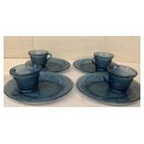 Blue glass snack set