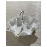 Milk, glass ruffled candy dish