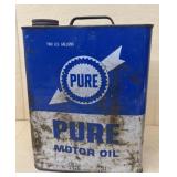 Pure motor oil advertising 2 gallon can