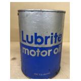 LUBRITE motor oil advertising can some content