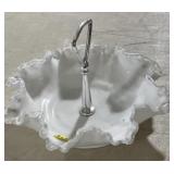 Milk, glass ruffled candy dish