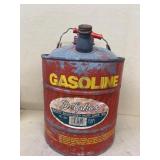 Galvanized gasoline can 2 gallon with paper label