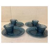 Blue glass snack set
