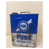 Pure motor oil advertising 2 gallon can