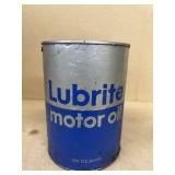 LUBRITE motor oil advertising can some content
