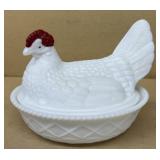 Westmoreland Milk glass hen on nest