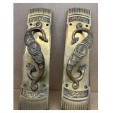 (2) Brass antique door handles