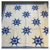Quilt, Blue & white star, 6