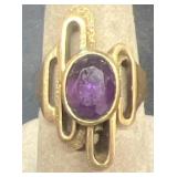 14K Gold ring sz 6.5 w/purple stone-Cash only at