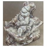 Studio Pottery boy sledding, signed Vanvoors