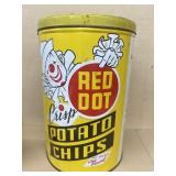 Red dot potato chip can