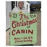 The Christmas cabin DBL sided wooden sign 38"