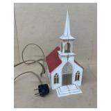 Light up vintage plastic church