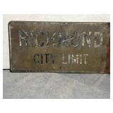 Richmond city limits heavy metal sign 40' x 20'