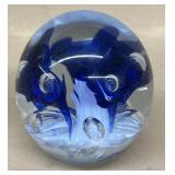 St Clair blue white paperweight
