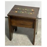 Hand painted wooden stool with hidden compartment
