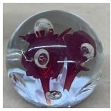 Red white flower paperweight